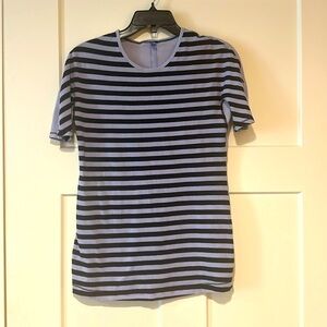 Lululemon top; size M; lilac/black stripe; short sleeve